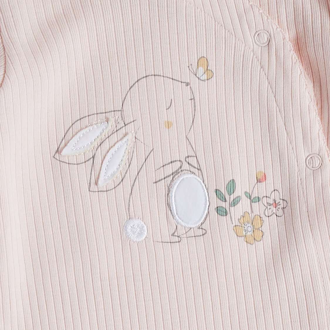 Juniors Bunny Embroidered Sleepsuit with Button Closure