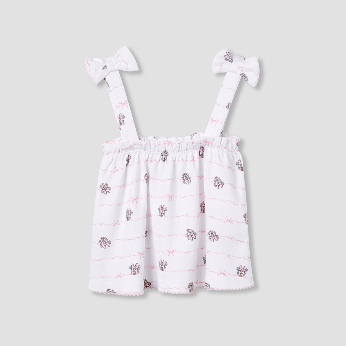 Minnie Mouse Print Dungaree Dress and T-shirt Set