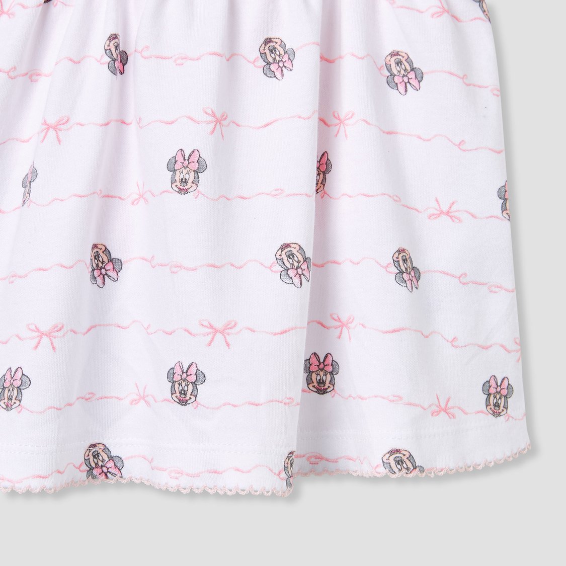 Minnie Mouse Print Dungaree Dress and T-shirt Set