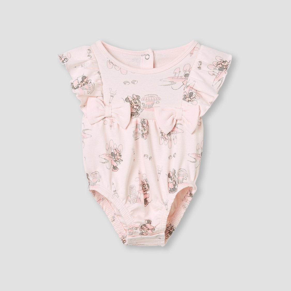 Minnie Mouse Print Bodysuit with Ruffle Sleeves