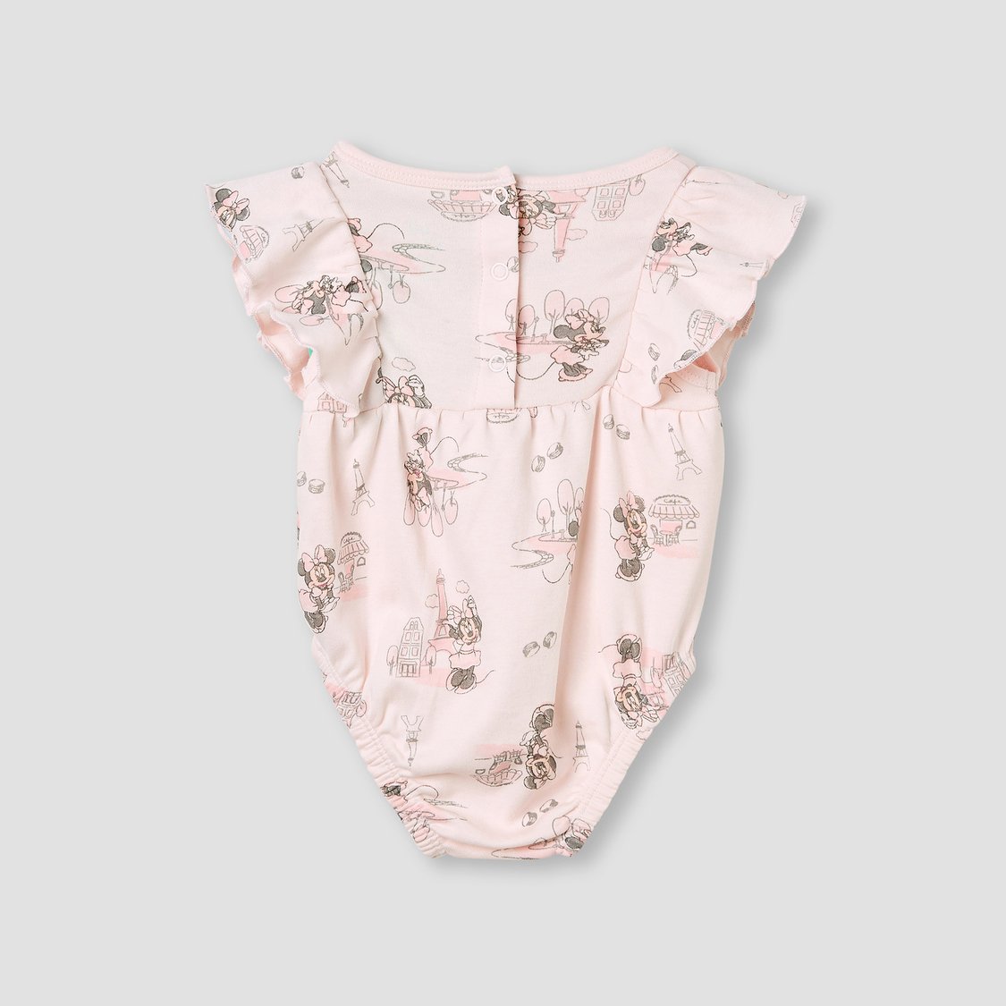 Minnie Mouse Print Bodysuit with Ruffle Sleeves