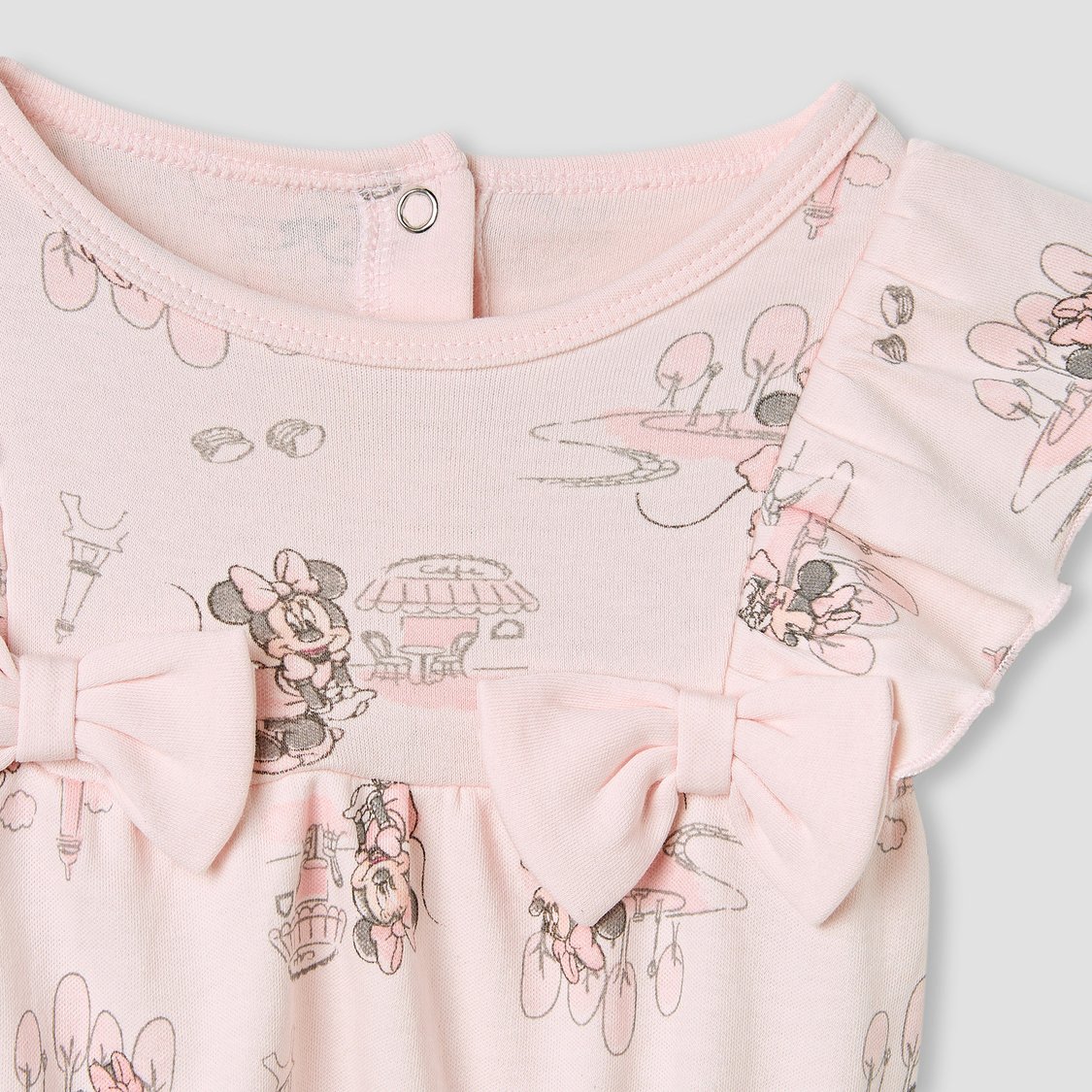 Minnie Mouse Print Bodysuit with Ruffle Sleeves