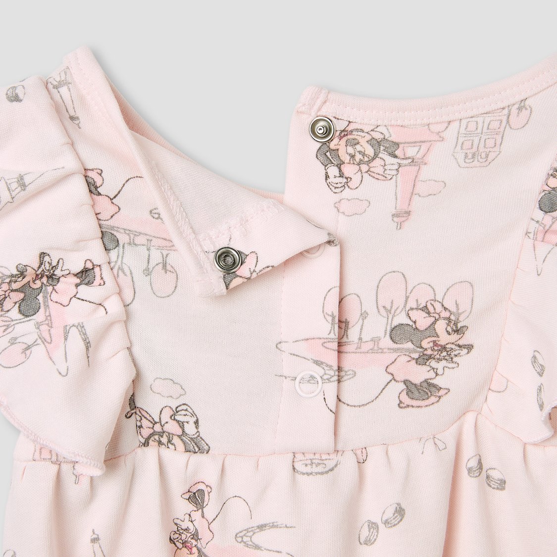 Minnie Mouse Print Bodysuit with Ruffle Sleeves