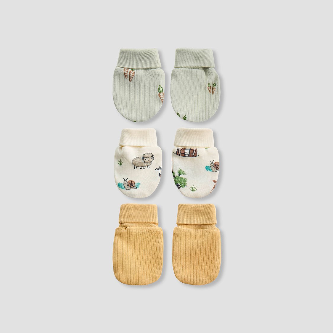 Juniors Farm Print Mittens - Set of 3