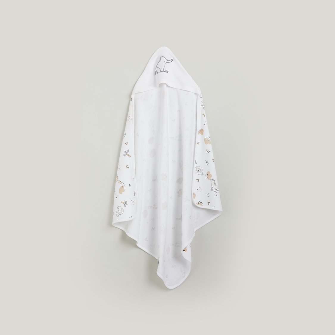 Juniors Animal Print Hooded Receiving Blanket - 80x80cm