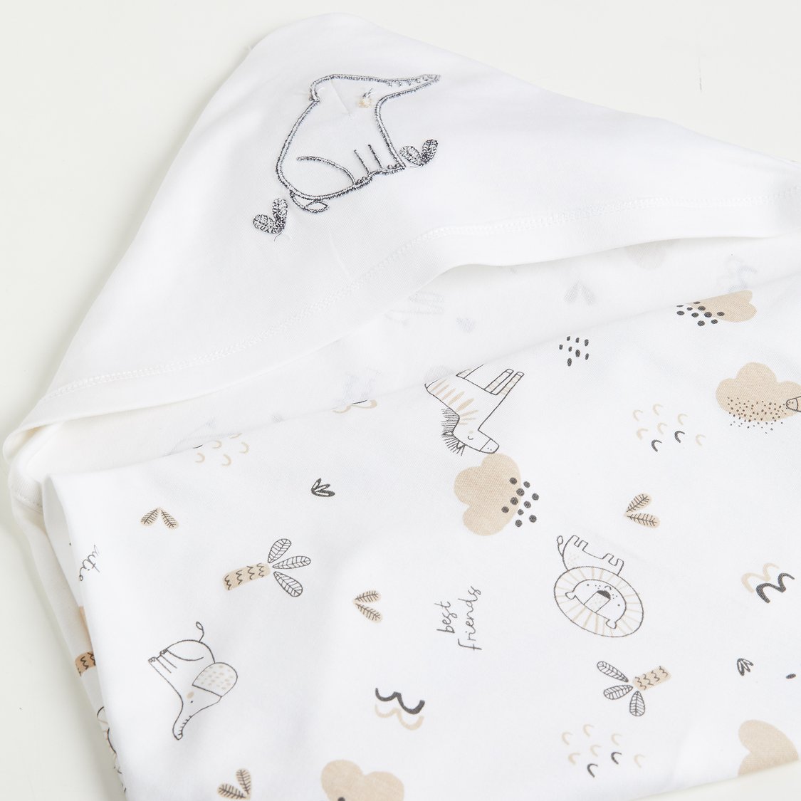 Juniors Animal Print Hooded Receiving Blanket - 80x80cm
