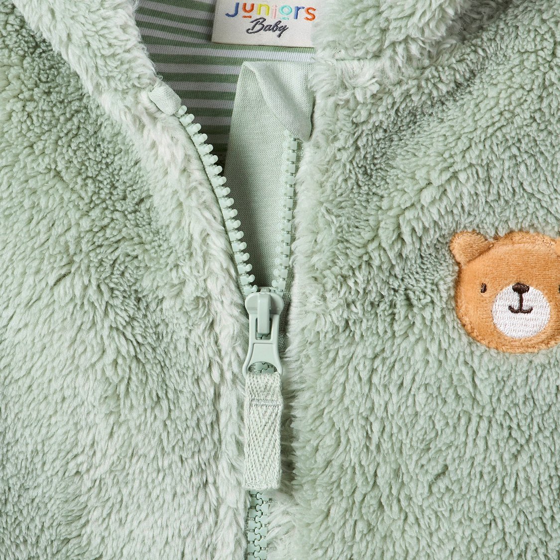 Juniors Bear Applique Zip Through Hoodie