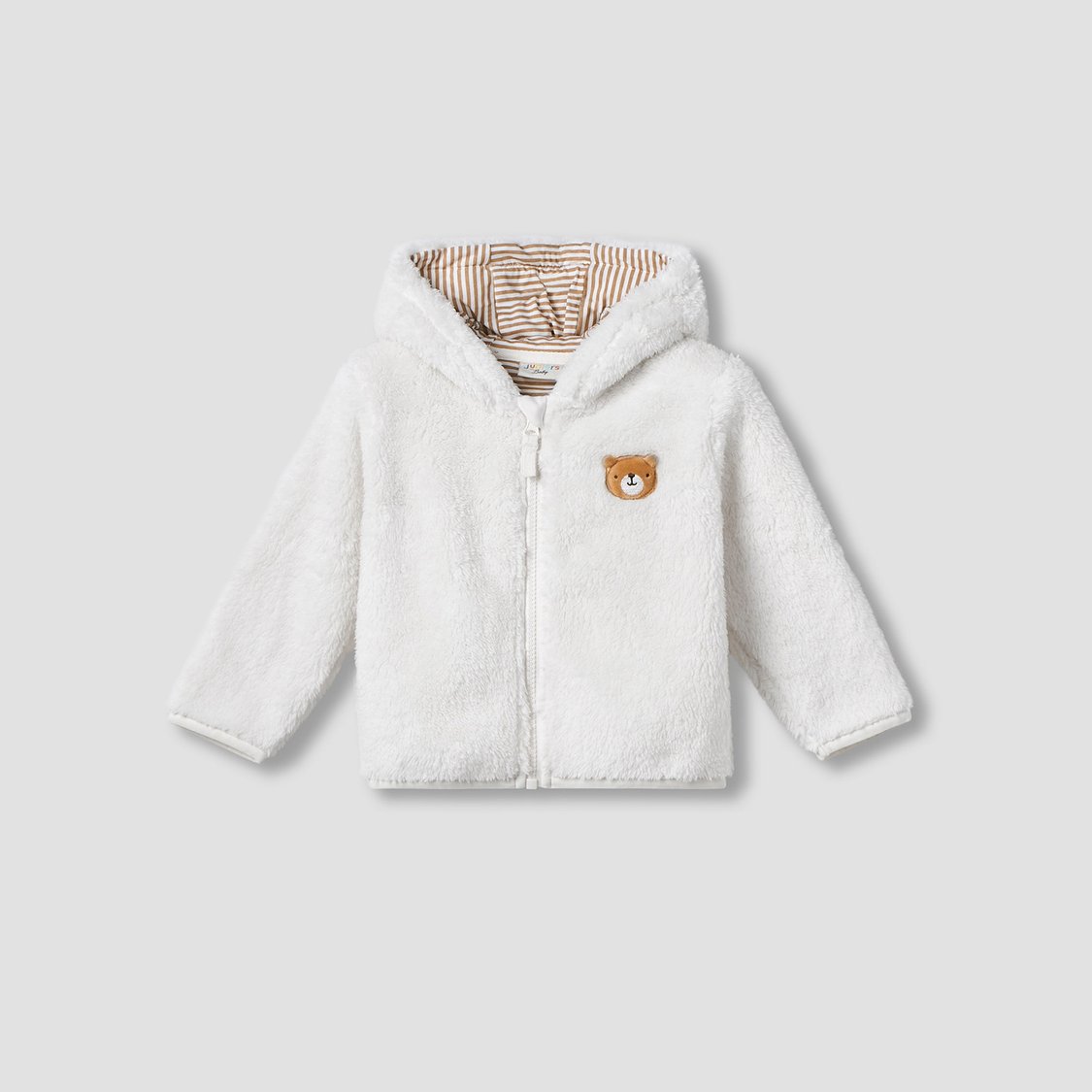 Juniors Bear Applique Zip Through Hoodie with Long Sleeves