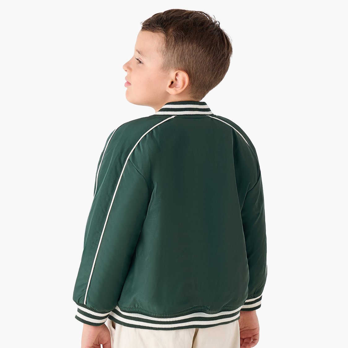 Juniors Teddy Applique Bomber Jacket with Button Closure