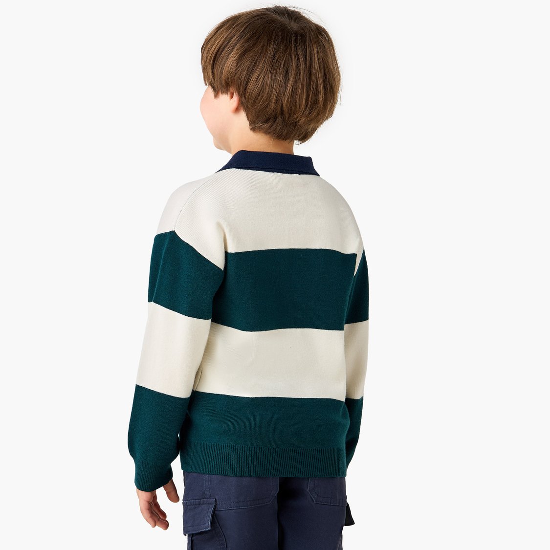 Juniors Colourblock Polo Pullover with Long Sleeves