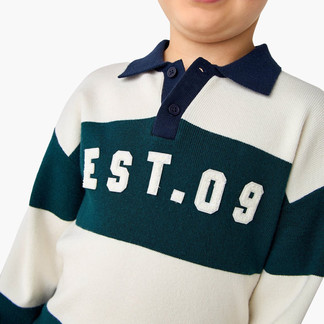 Juniors Colourblock Polo Pullover with Long Sleeves