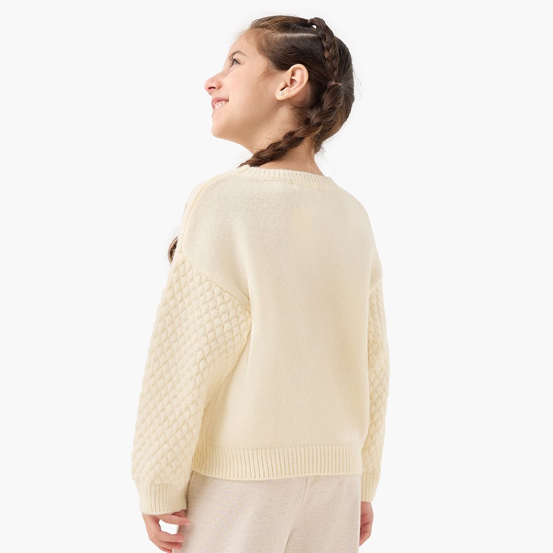 Juniors Floral Embroidered Sweater with Long Sleeves