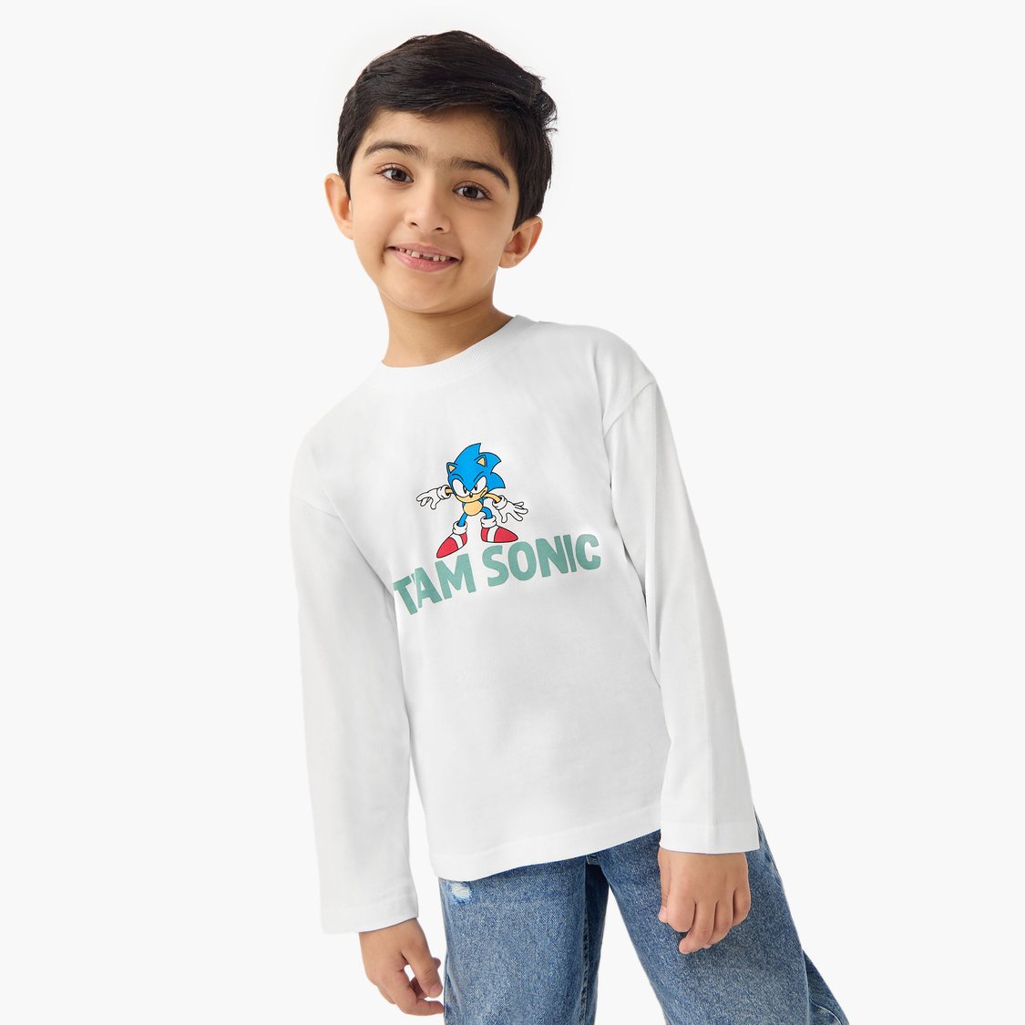 Juniors Sonic the Hedgehog Print T-shirt with Long Sleeves
