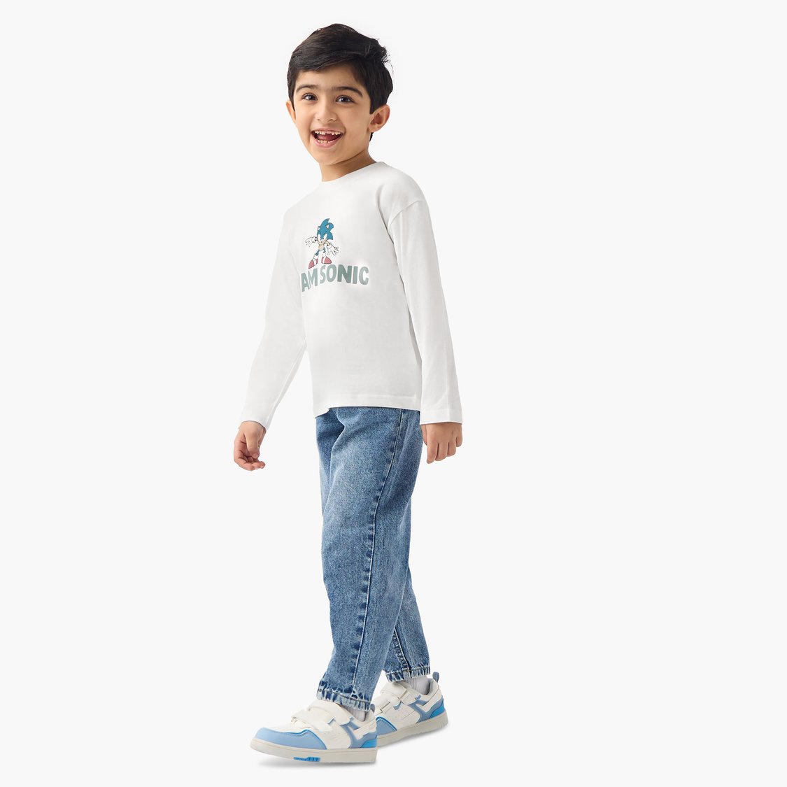 Juniors Sonic the Hedgehog Print T-shirt with Long Sleeves