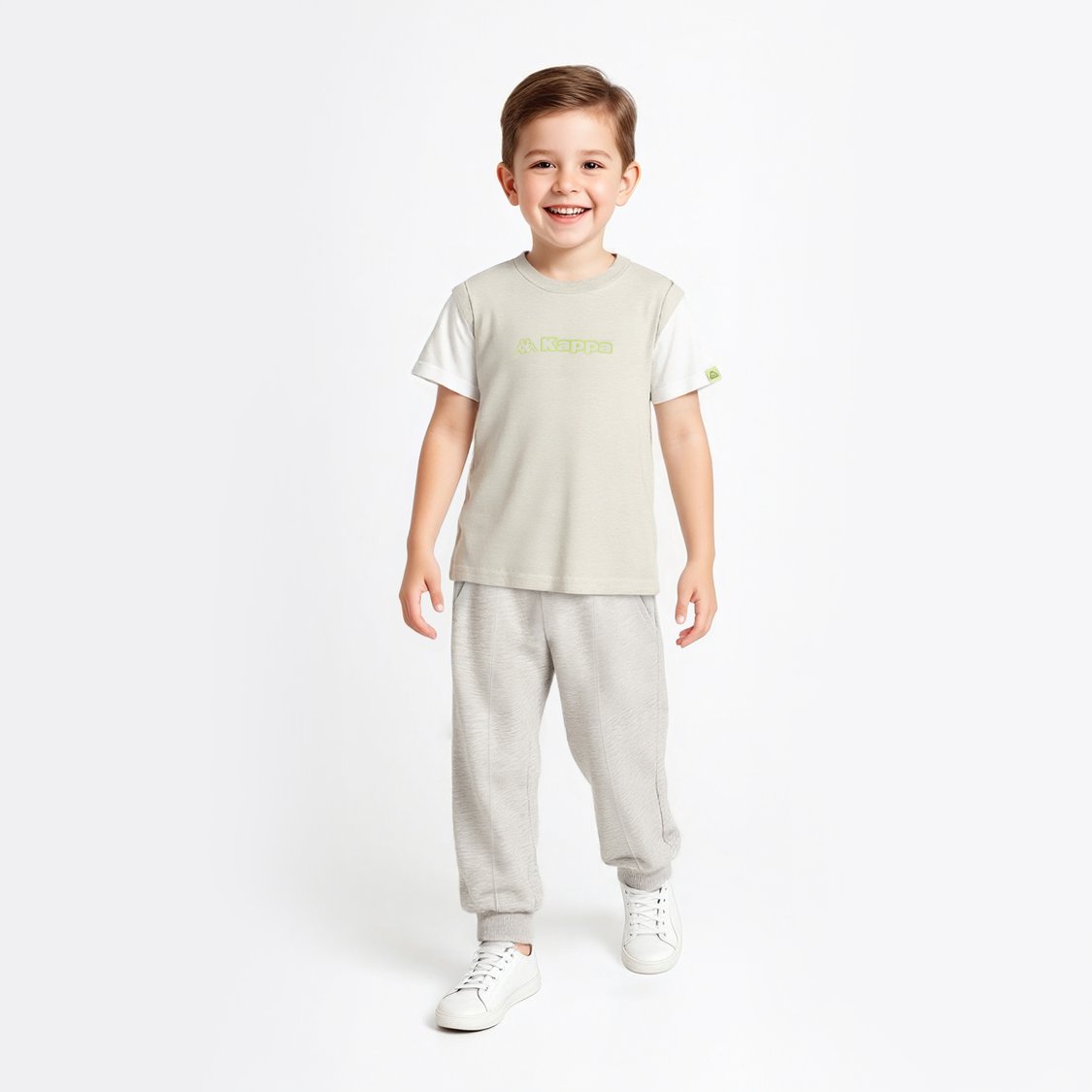 Kappa Logo Print T-shirt with Mock Sleeves