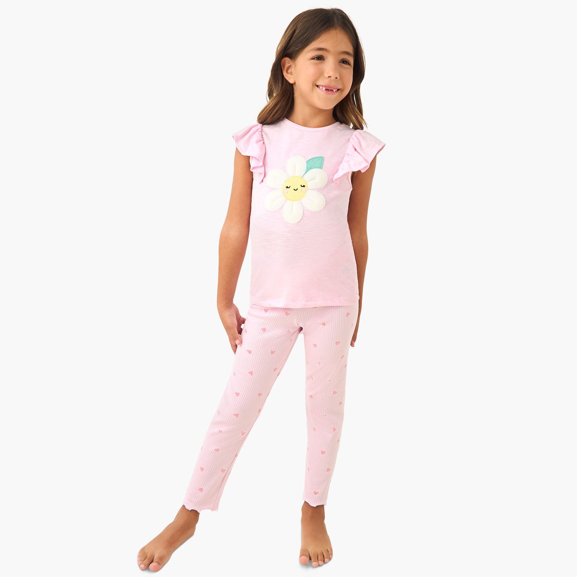 Juniors Floral Applique T-shirt and Pyjama Set