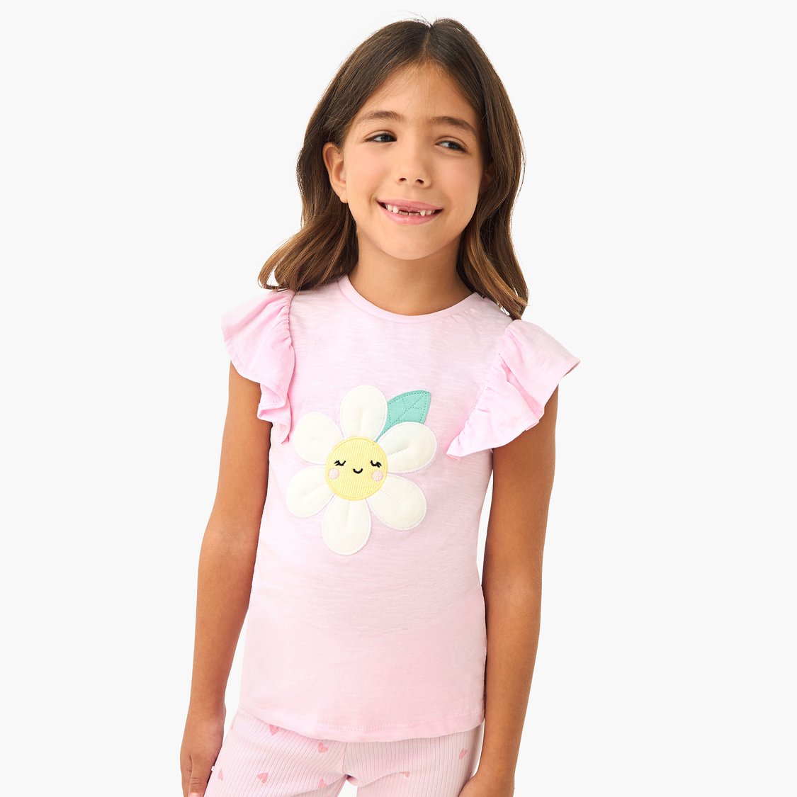 Juniors Floral Applique T-shirt and Pyjama Set