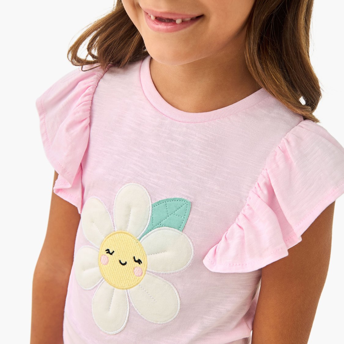 Juniors Floral Applique T-shirt and Pyjama Set