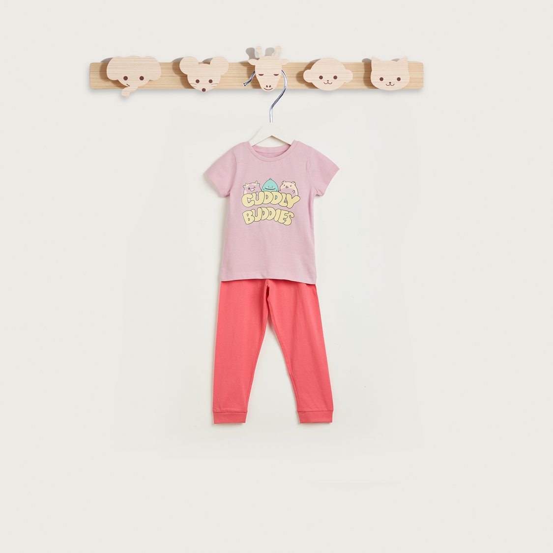 Juniors Graphic Print Short Sleeve T-shirt and Pyjama Set