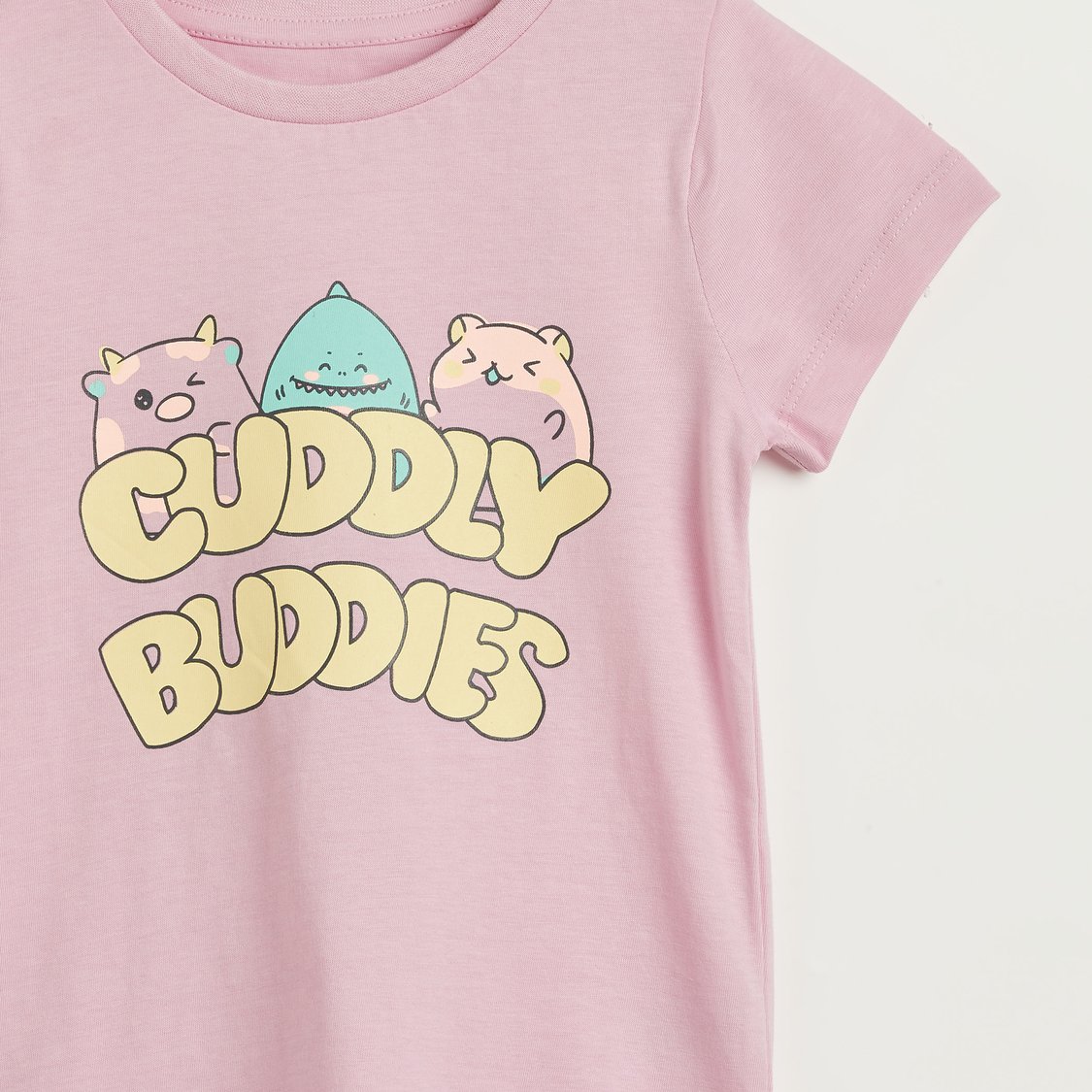 Juniors Graphic Print Short Sleeve T-shirt and Pyjama Set