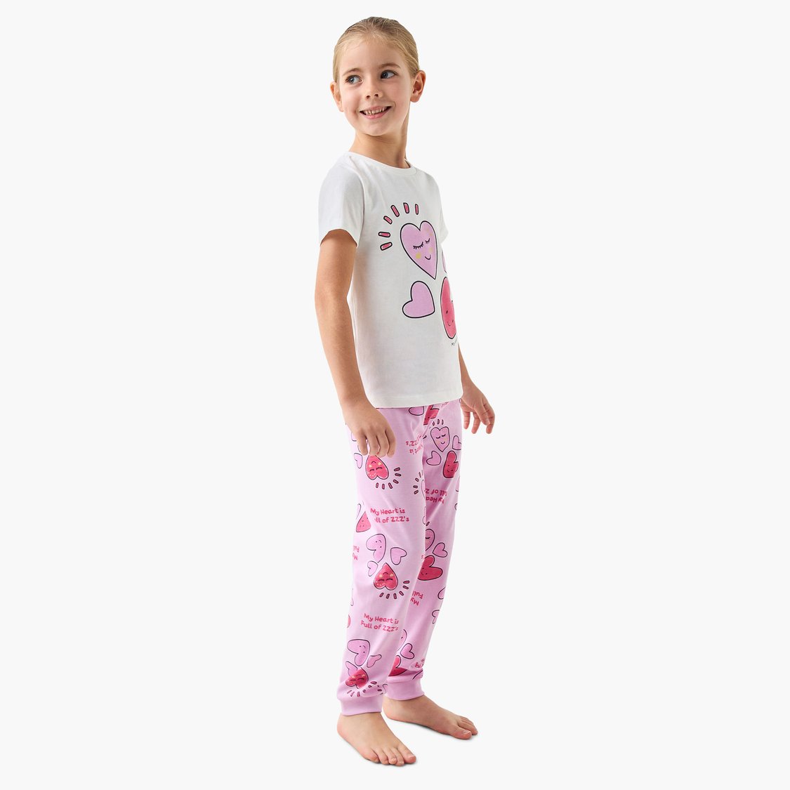 Juniors Heart Print T-shirt and Pyjama Set