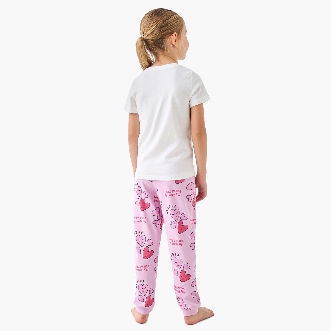 Juniors Heart Print T-shirt and Pyjama Set