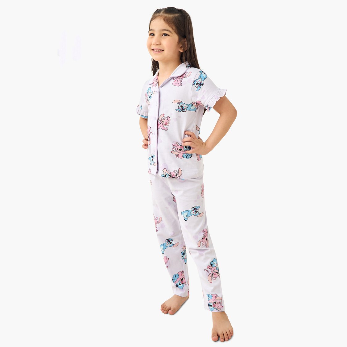 Stitch and Angel Print Shirt and Pyjama Set