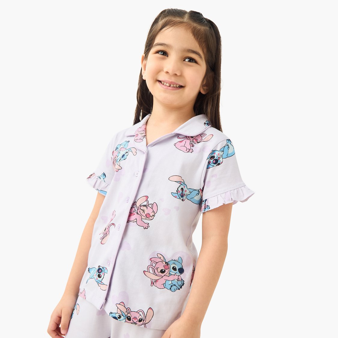 Stitch and Angel Print Shirt and Pyjama Set