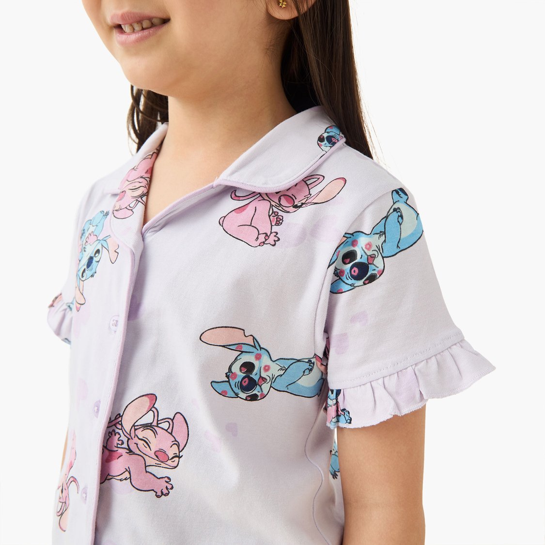 Stitch and Angel Print Shirt and Pyjama Set