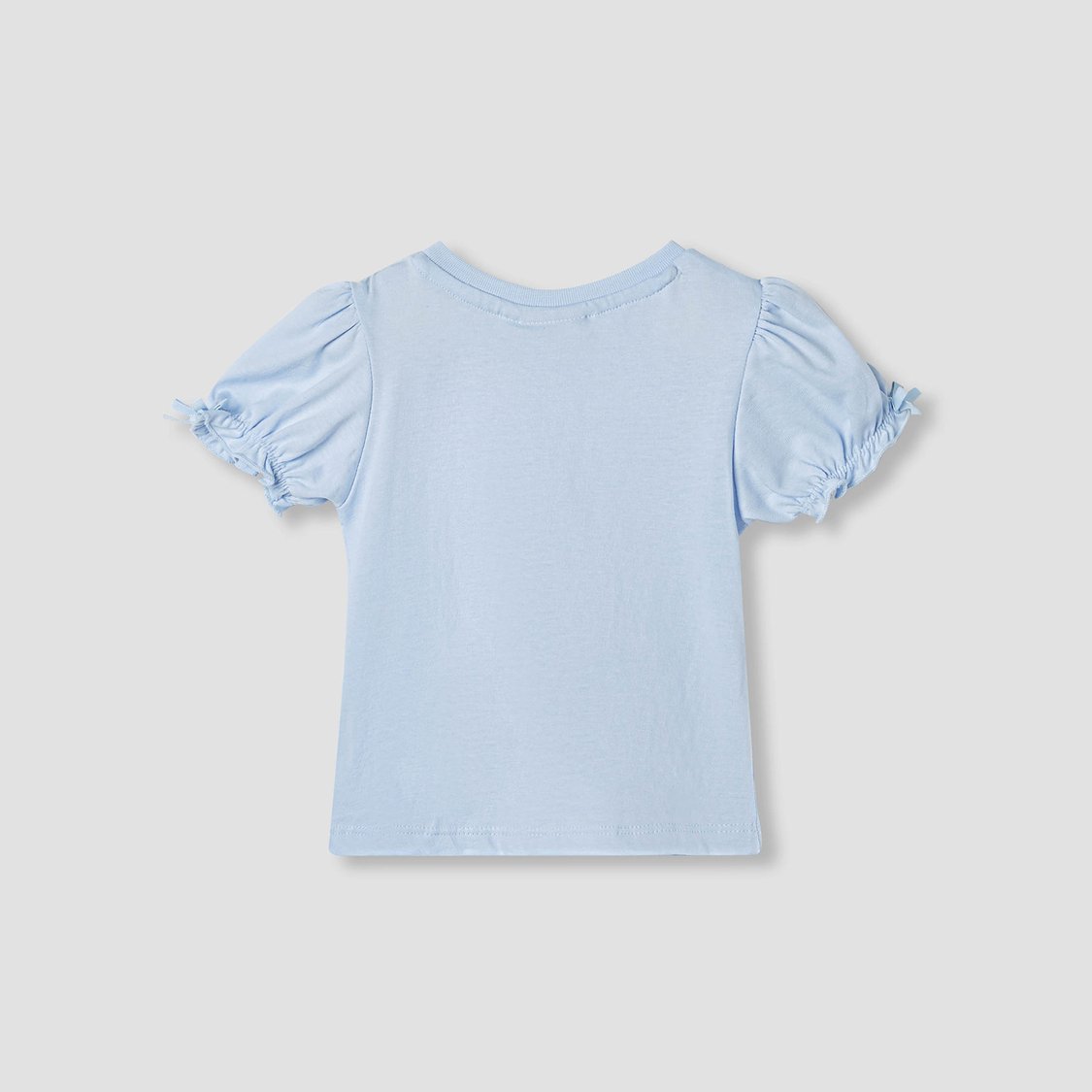 Juniors Floral Applique T-shirt with Puff Sleeves