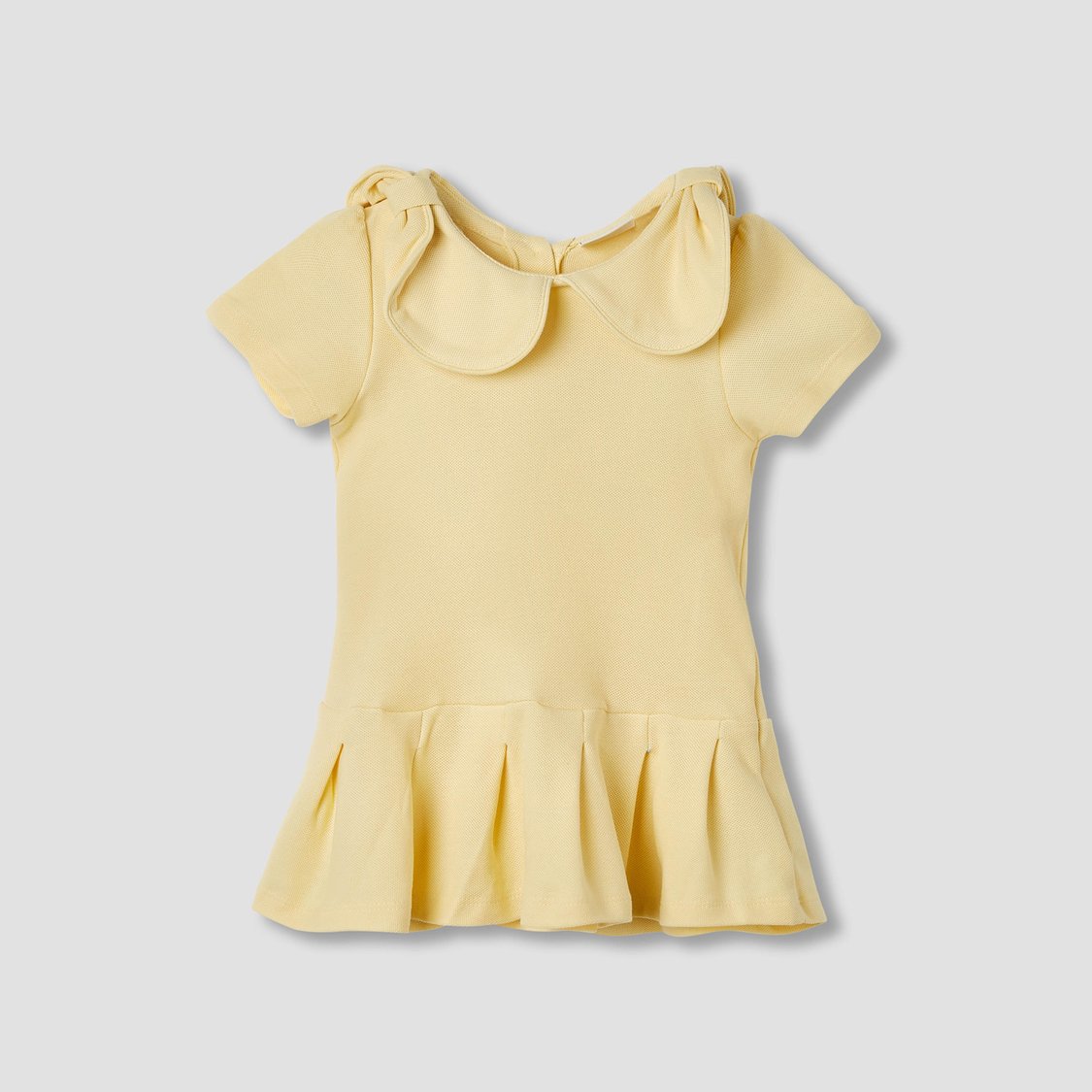 Juniors Solid Peter Pan Collar Dress with Short Sleeves