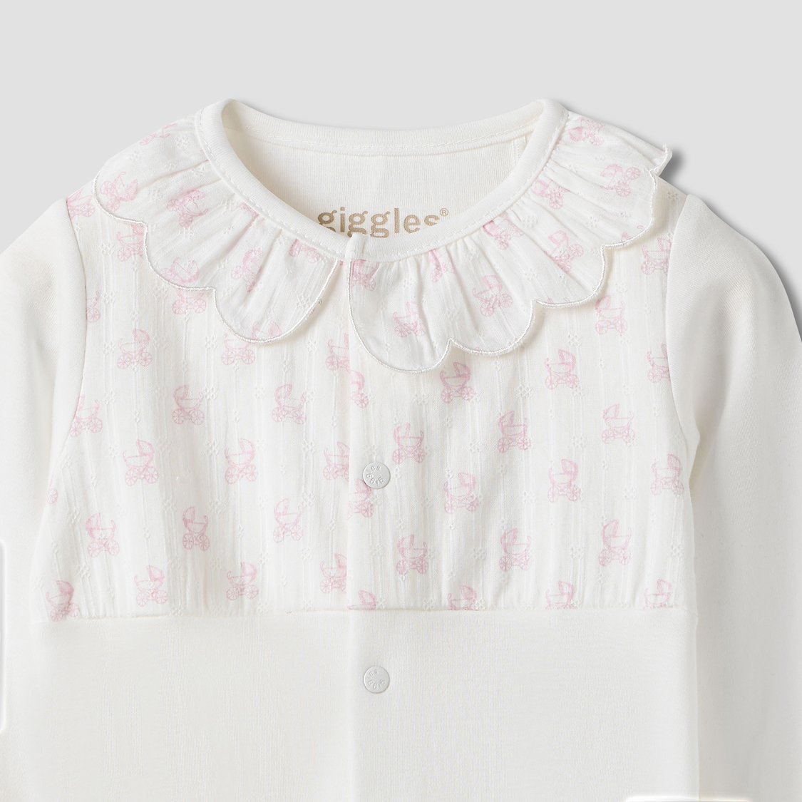 Giggles Printed Collared Sleepsuit with Button Closure