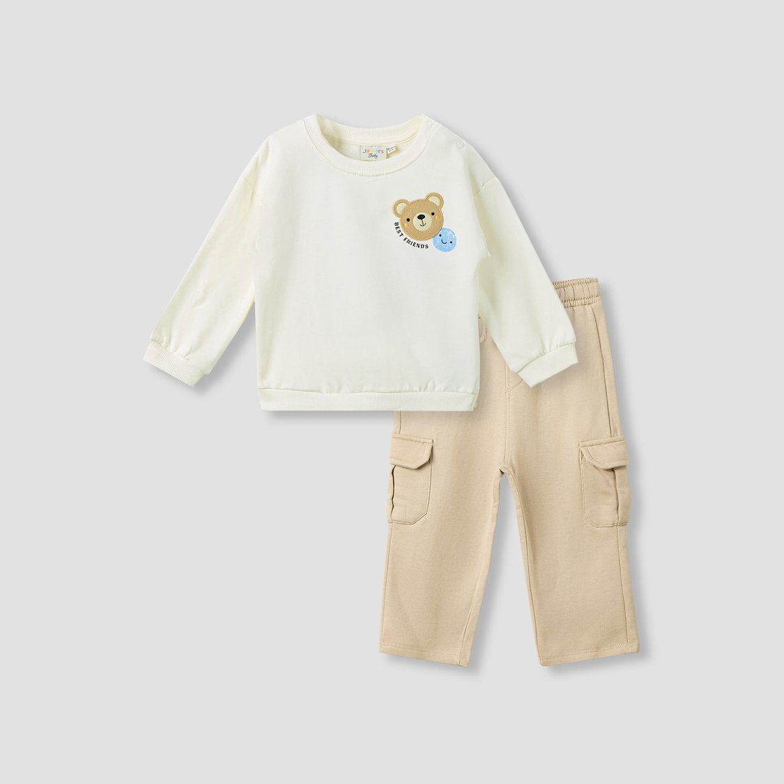 Juniors Bear Applique Sweatshirt and Cargo Pants Set