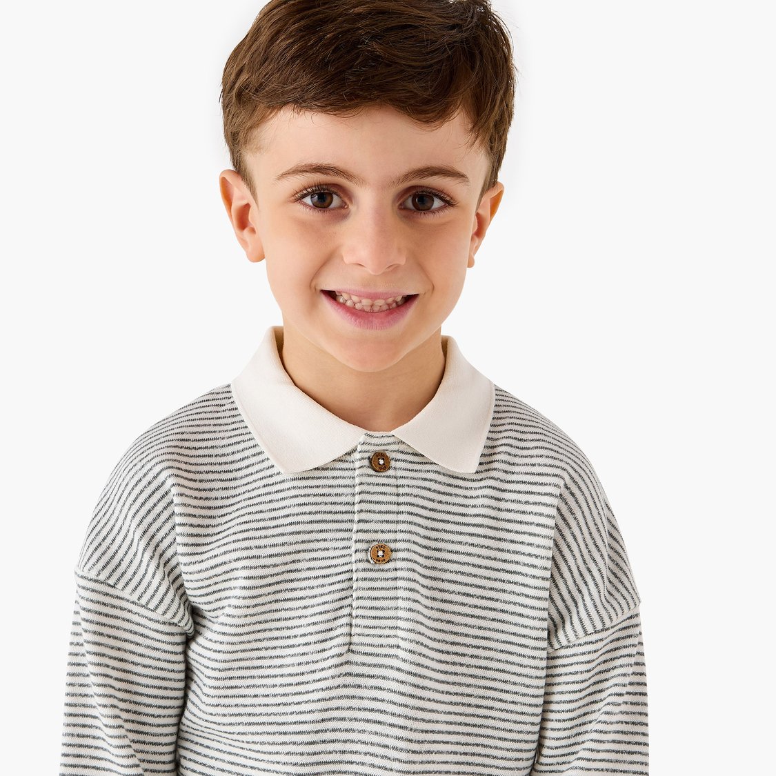 Juniors Eligo Striped Polo Sweatshirt with Long Sleeves