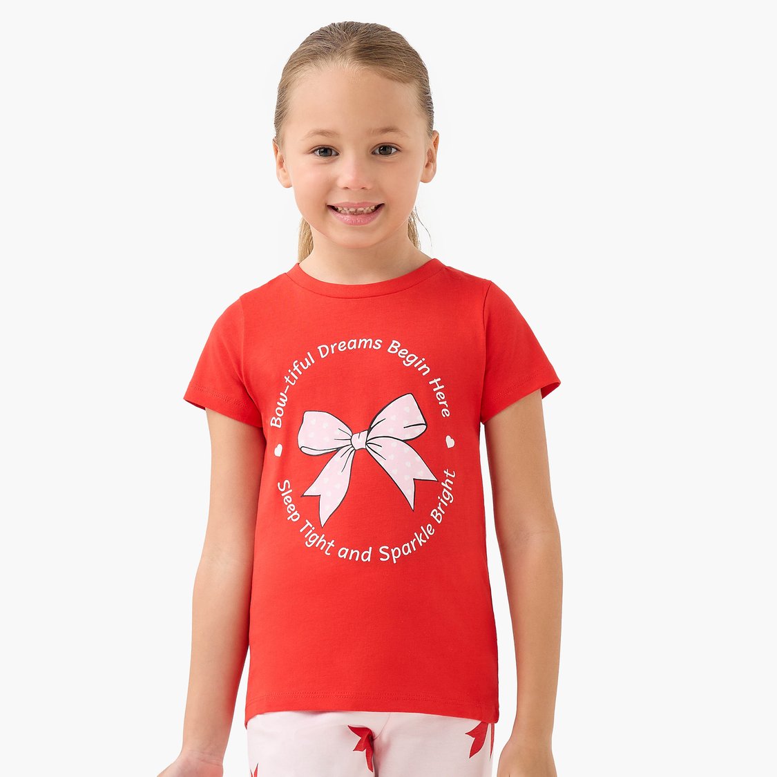 Juniors Bow Print T-shirt and Pyjama Set