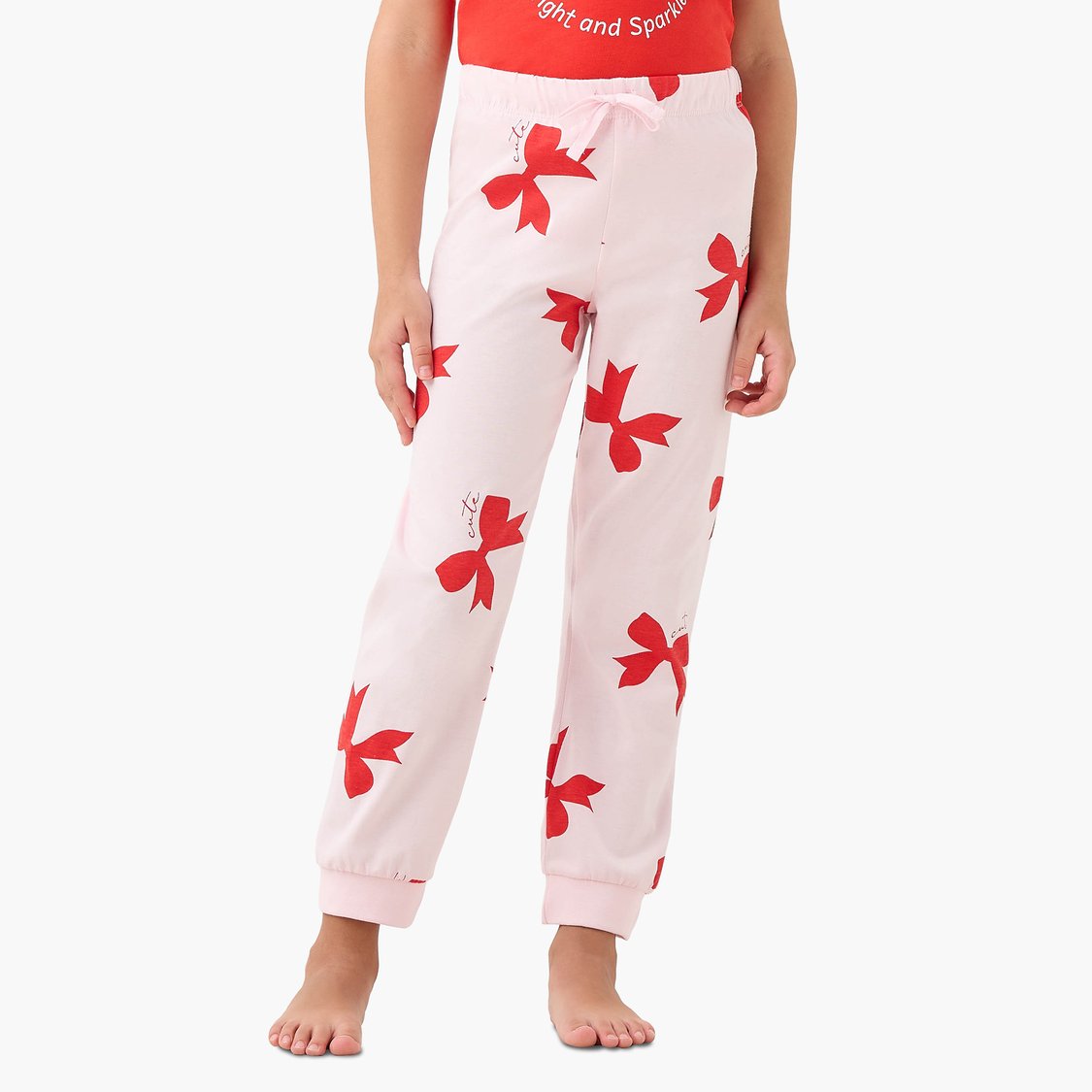 Juniors Bow Print T-shirt and Pyjama Set