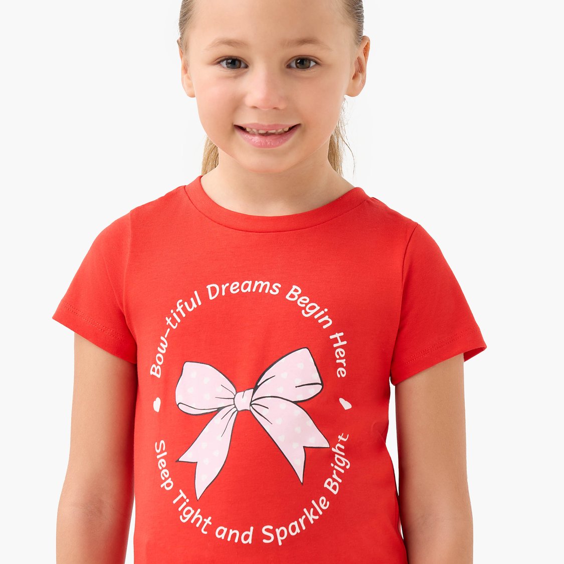 Juniors Bow Print T-shirt and Pyjama Set