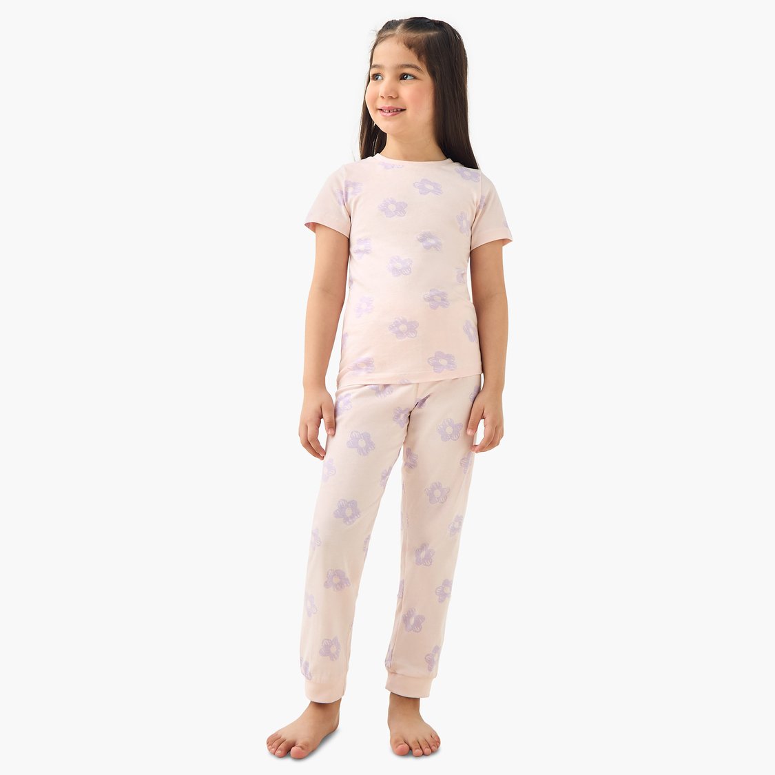 Juniors Floral Print T-shirt and Pyjama Set