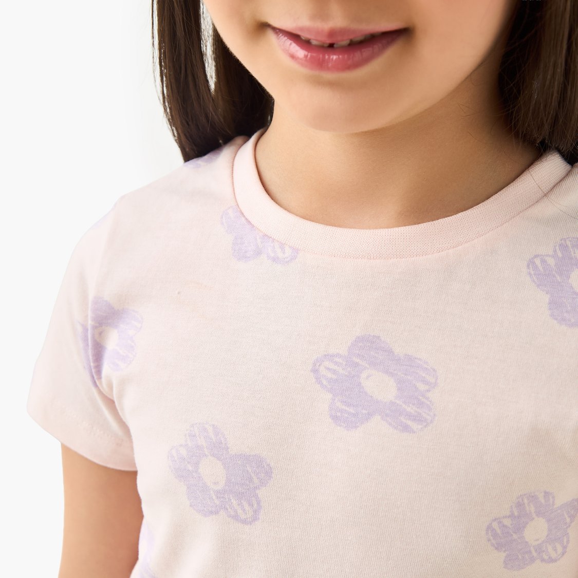 Juniors Floral Print T-shirt and Pyjama Set