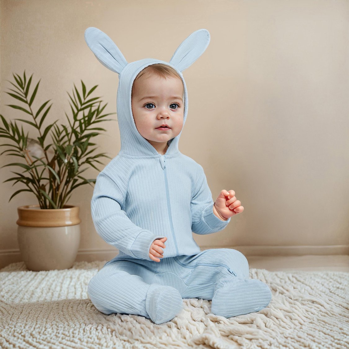 Juniors Ribbed Sleepsuit with Hood