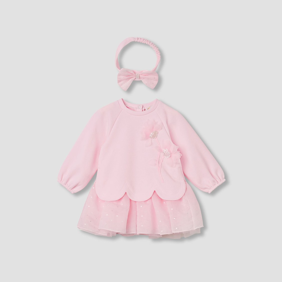 Juniors Floral Accent Sweater Dress and Hairband Set
