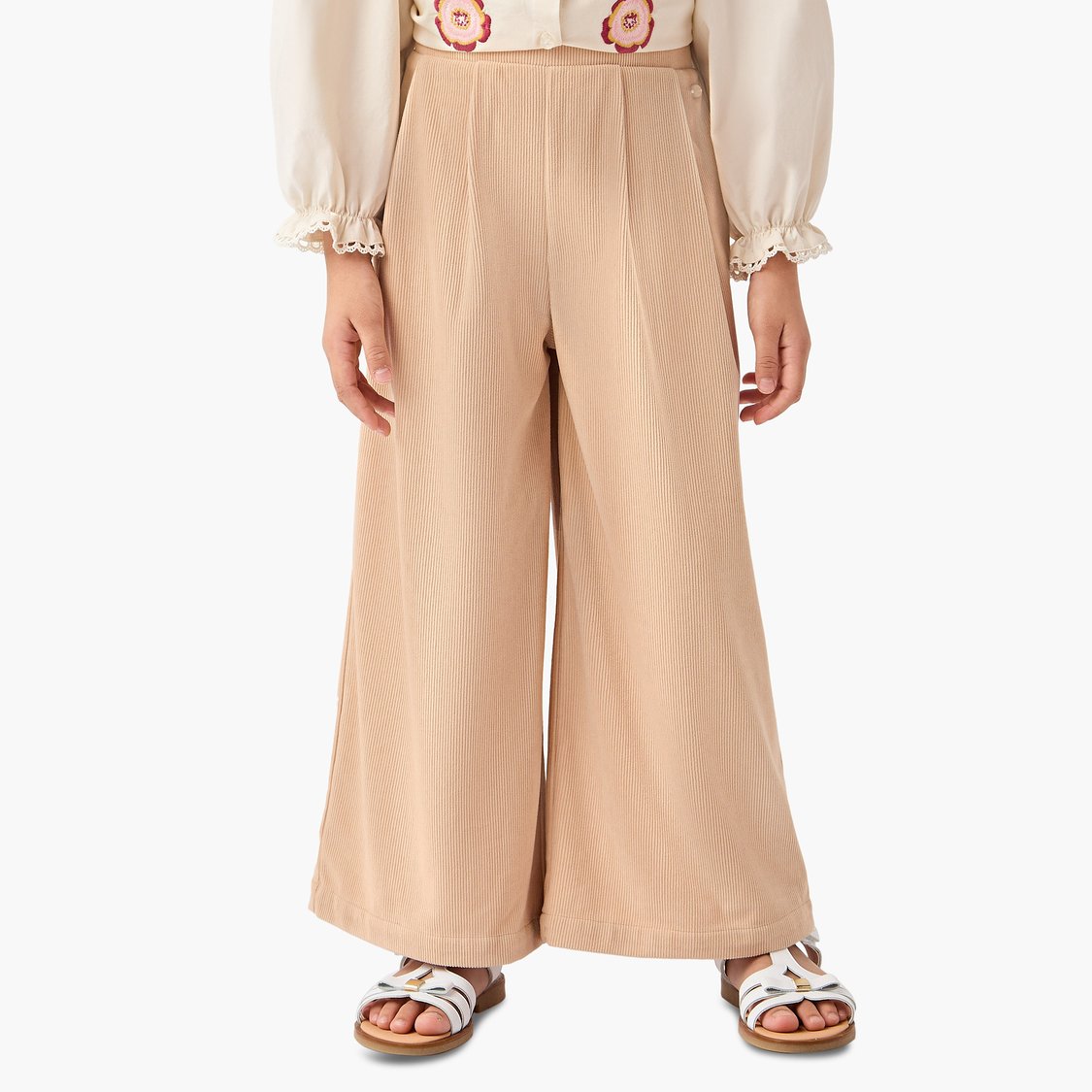 Juniors Ribbed Wide Leg Pants