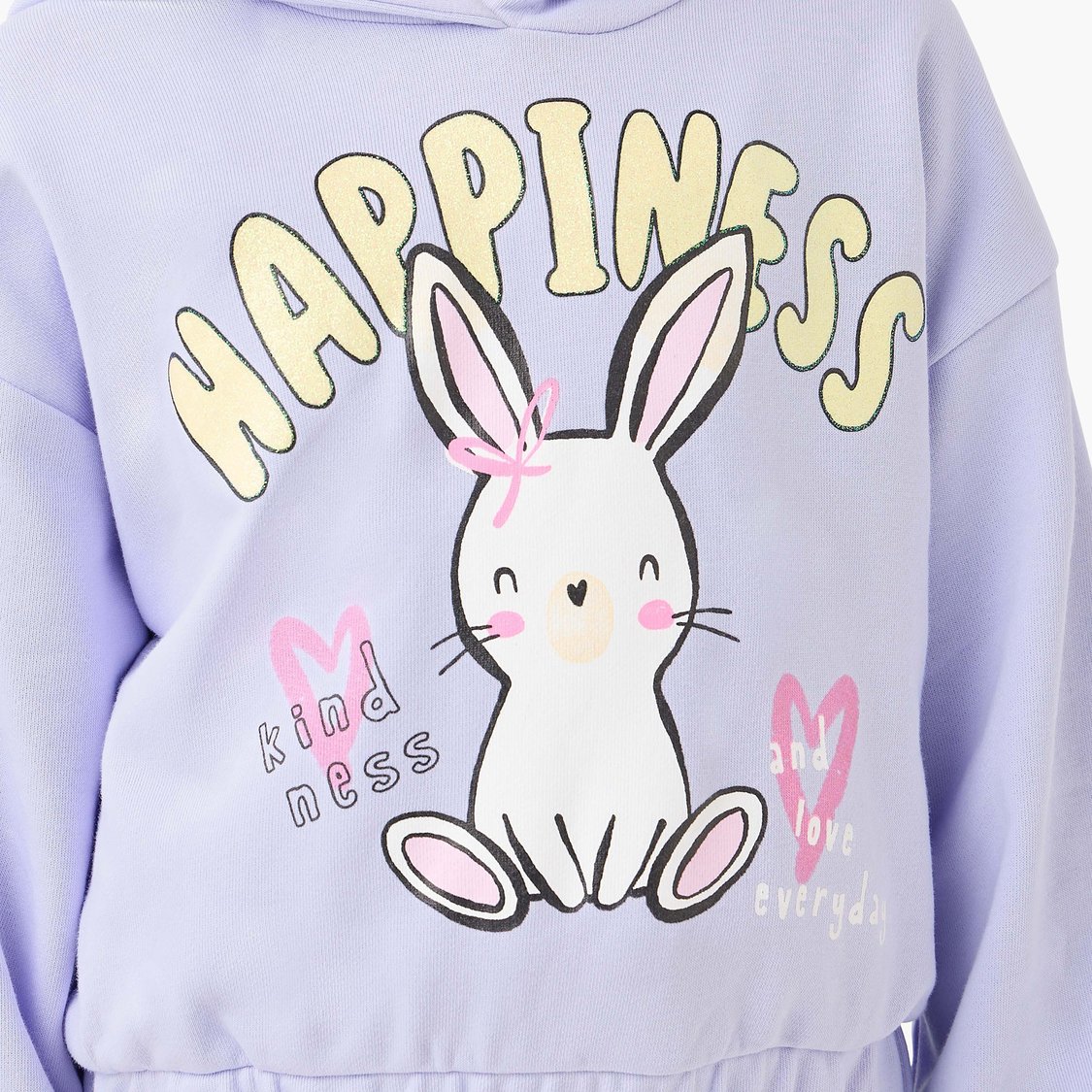 Juniors Bunny Print Pullover with Hood