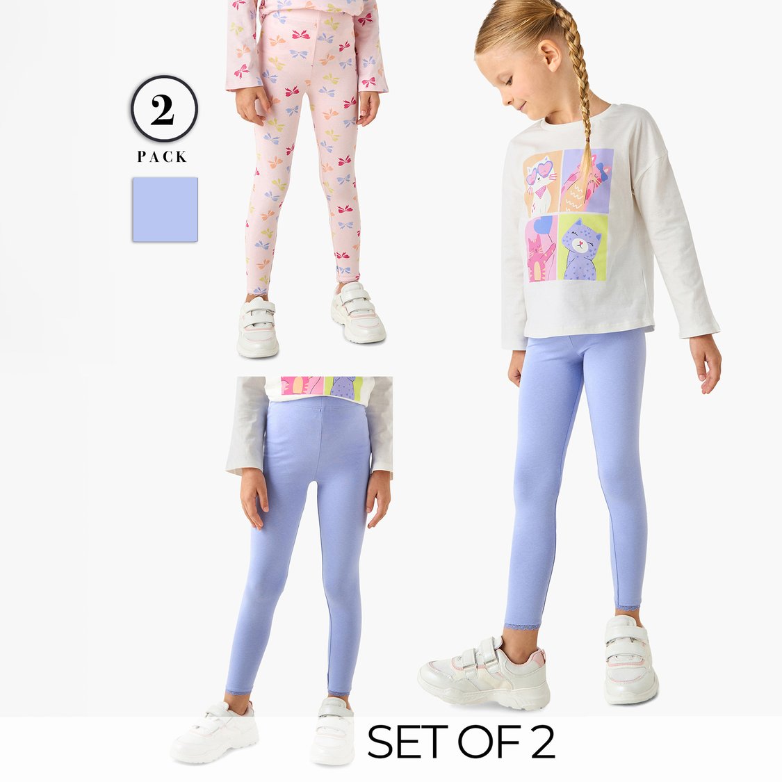 Juniors Leggings with Lace Inserts - Set of 2