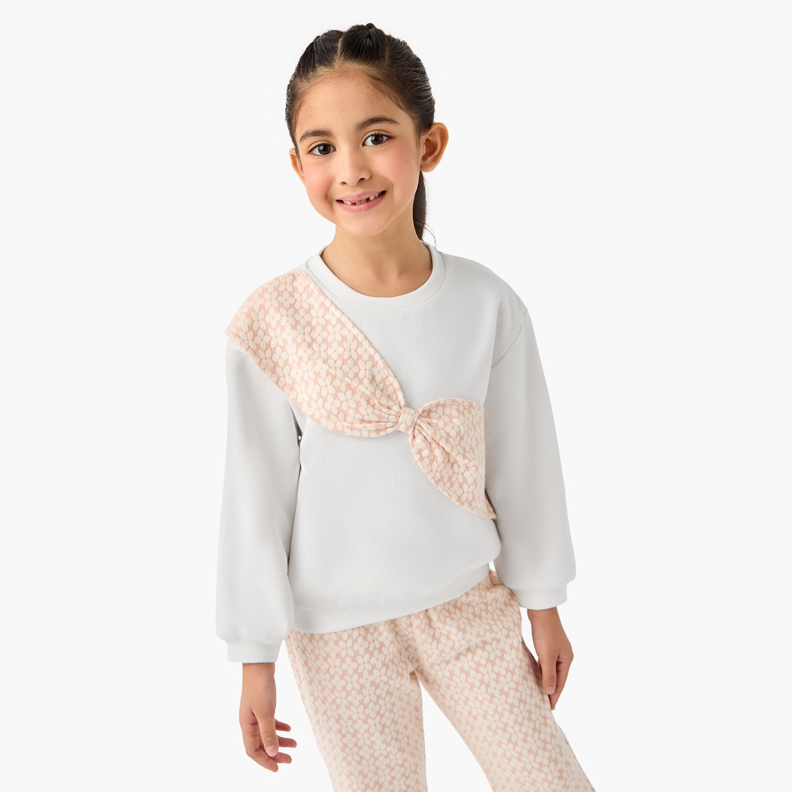 Juniors Bow Accent Sweatshirt and Pants Set