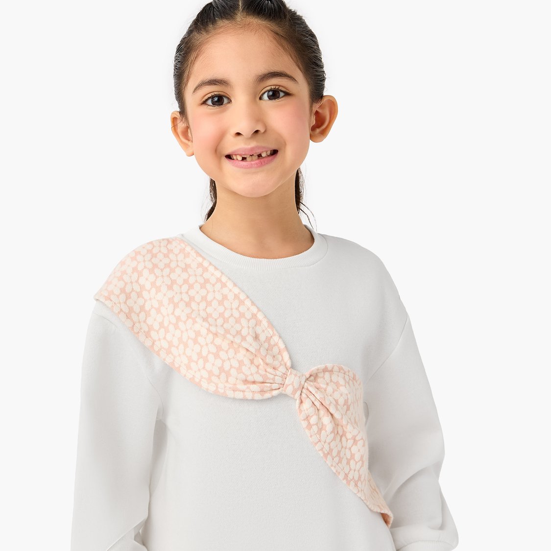 Juniors Bow Accent Sweatshirt and Pants Set