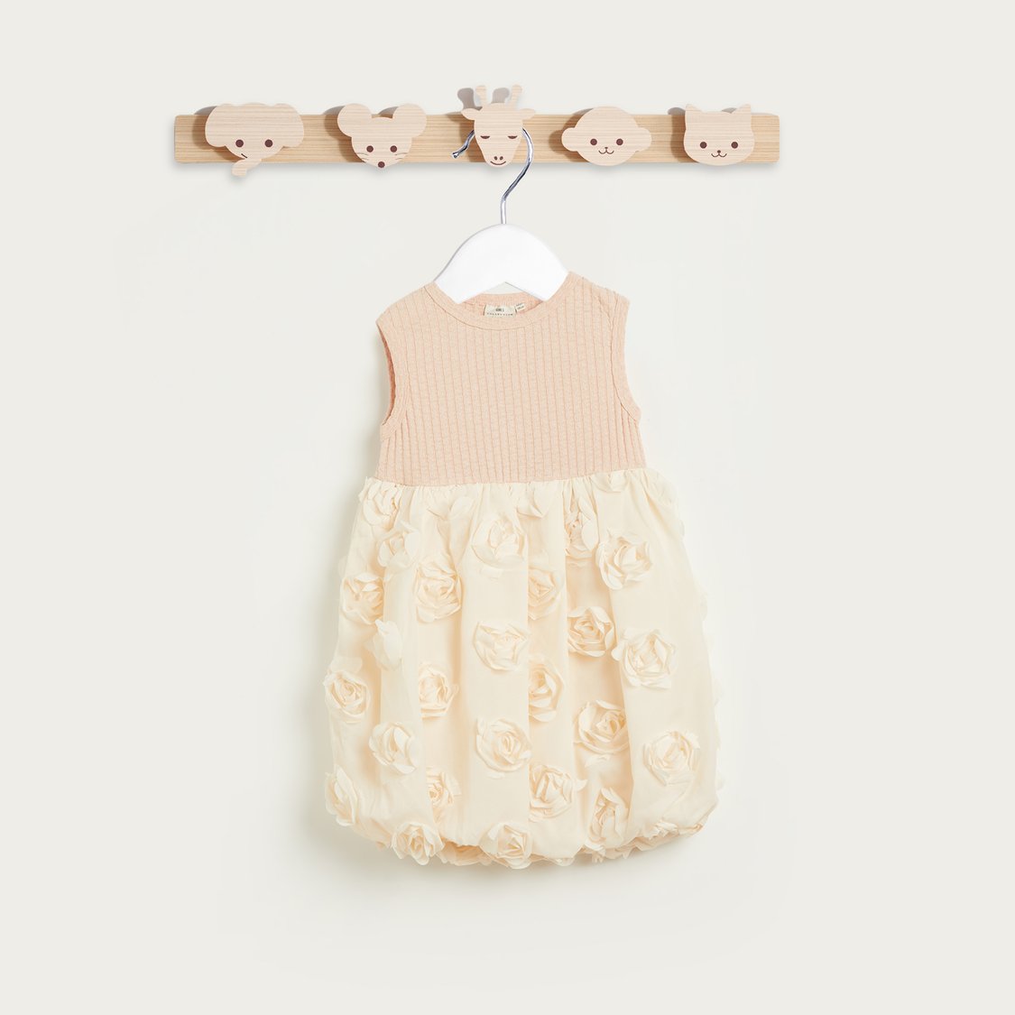 Juniors Floral Applique Dress with Cardigan