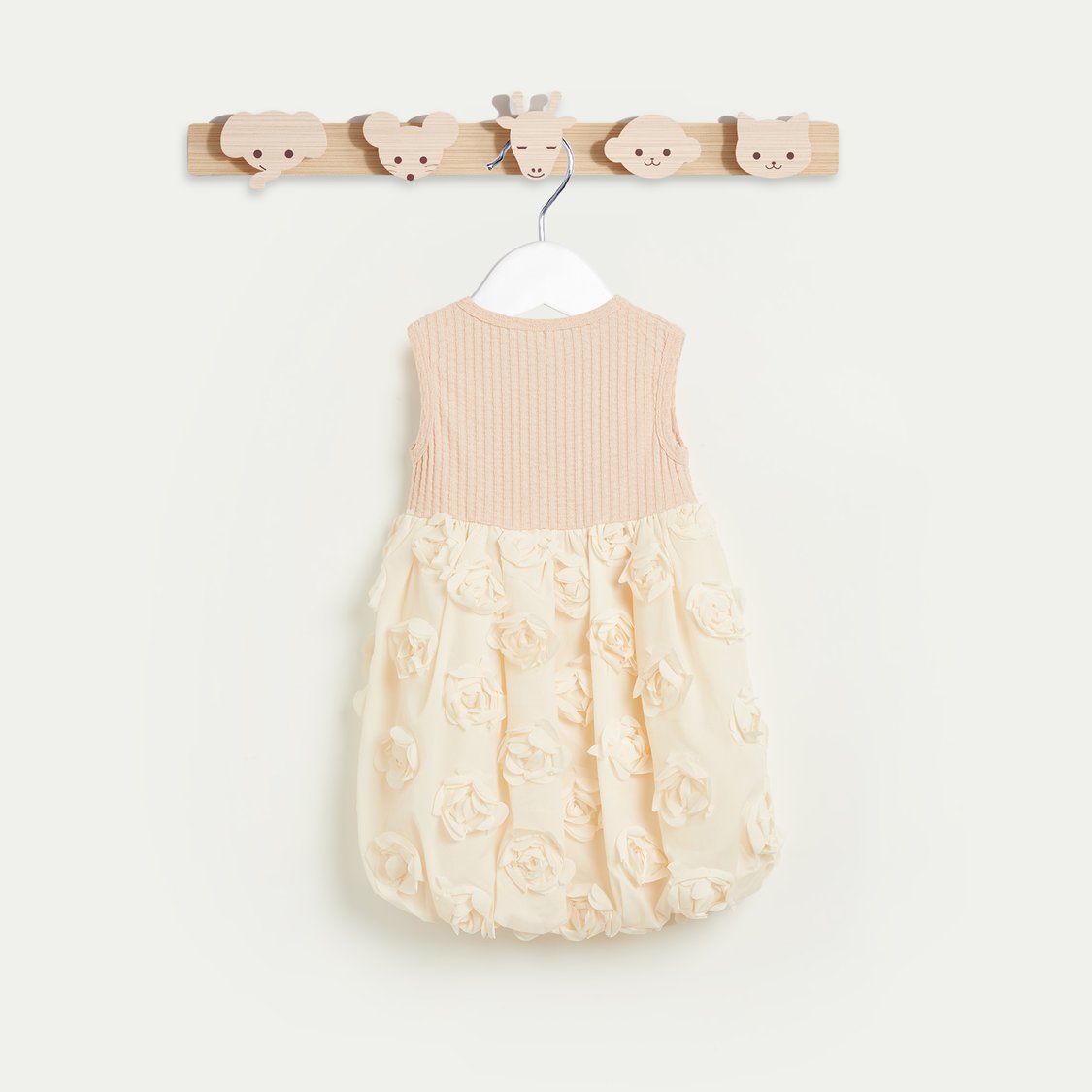 Juniors Floral Applique Dress with Cardigan