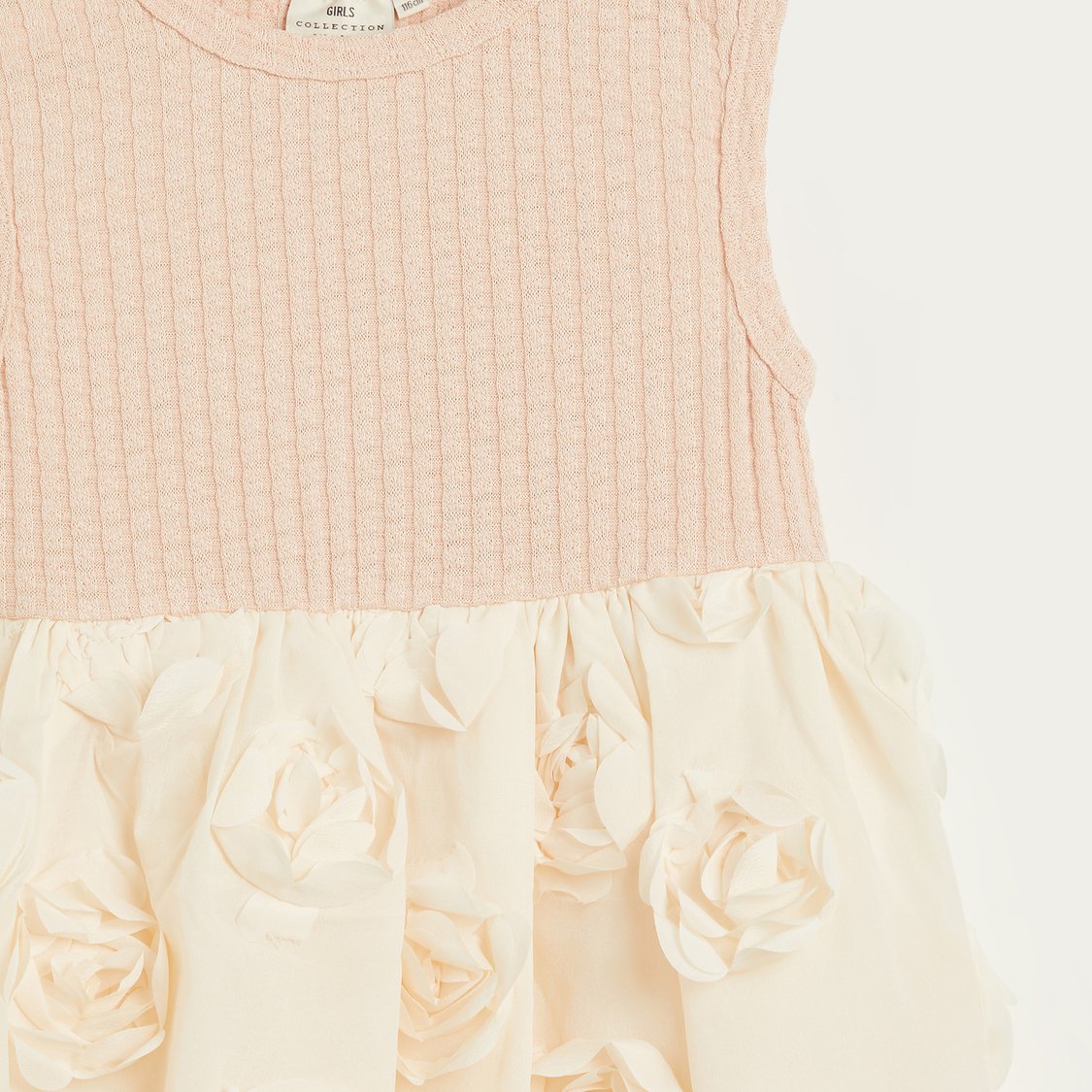 Juniors Floral Applique Dress with Cardigan