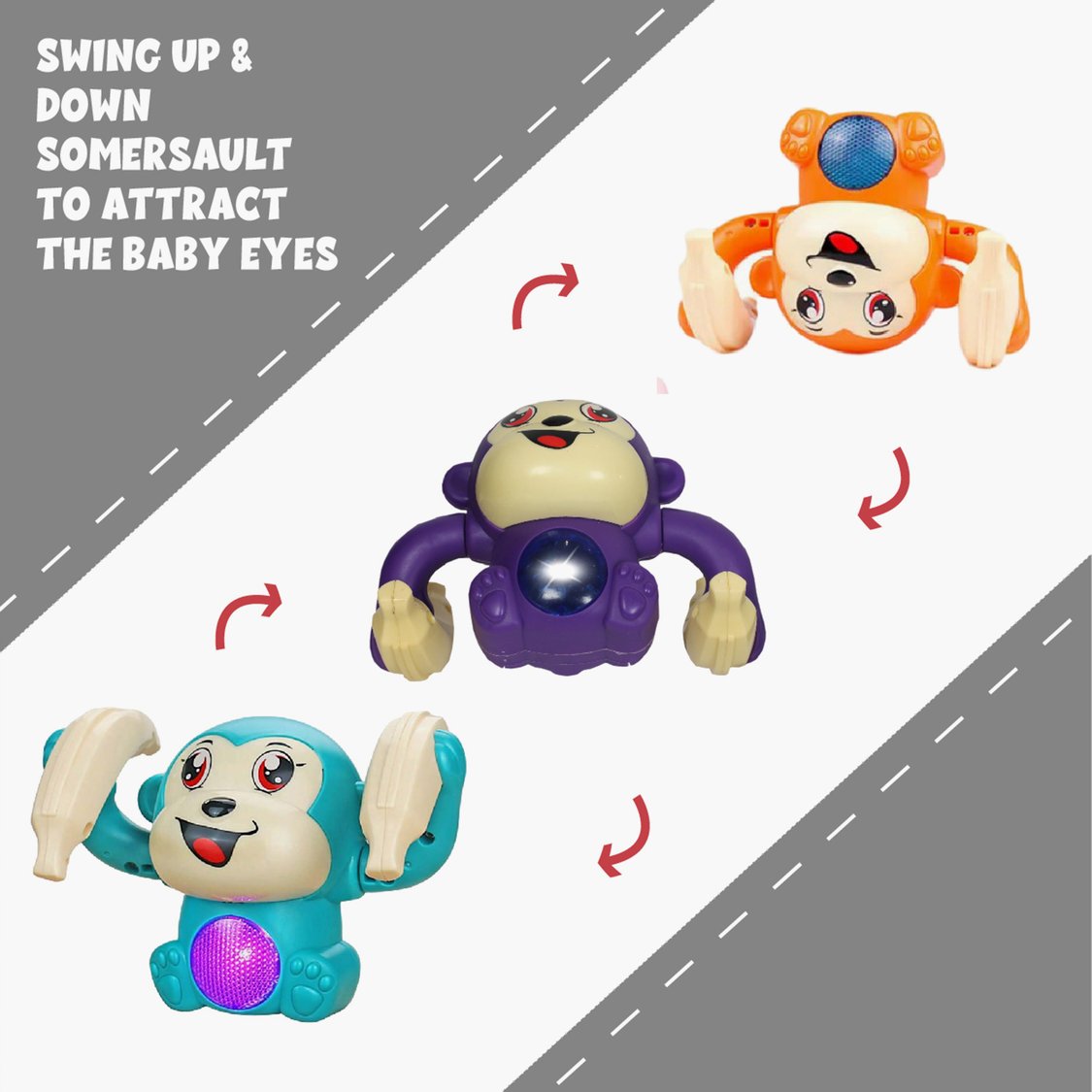Playmagic Rolling Monkey Musical Toy